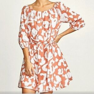 Elizabeth & James Uptown Dayglow Cotton Orange and White Abstract Tie Dye Dress